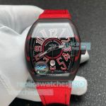 QQF Swiss Replica Franck Muller Vanguard V41 Carbon Case Red NATO Strap Watch 